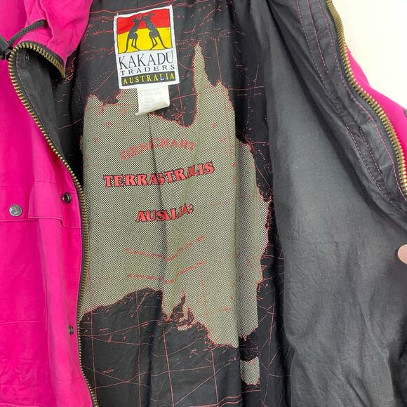 Vintage 80s Kakadu Traders Pink Outback Utility Workwear Distressed Jacket M - Picture 11 of 14